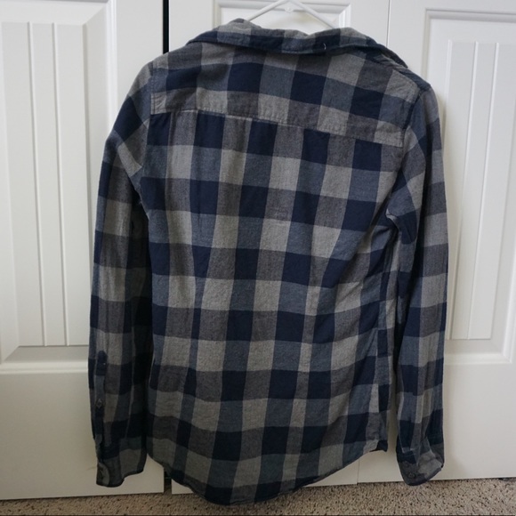 J-Crew Blue and Gray Plaid Button Up - Picture 2 of 4